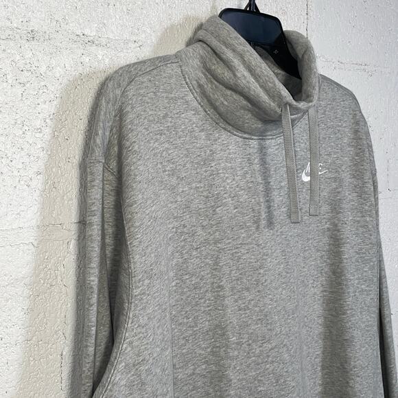 Nike Women's club Fleece Mock-Neck Sweatshirt Grey Small - Picture 3 of 11